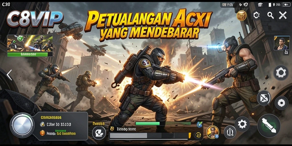 Tangkapan layar gameplay C8VIP menunjukkan pertempuran yang intens.