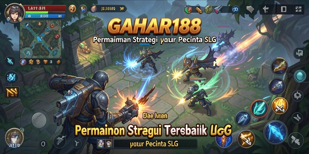 Screenshot GAHAR188 menampilkan aksi pertempuran strategi yang seru.