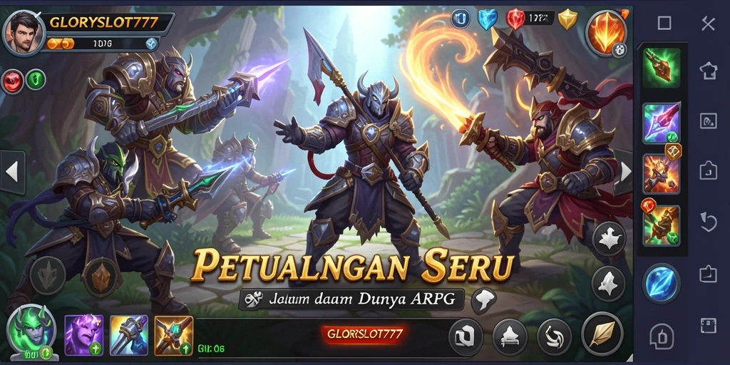 Tangkapan layar gameplay GLORYSLOT777 yang epik dengan pertarungan mendebarkan.
