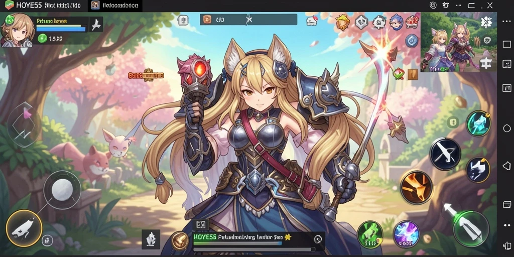 Tampilan gameplay menarik dengan karakter anime yang menawan.