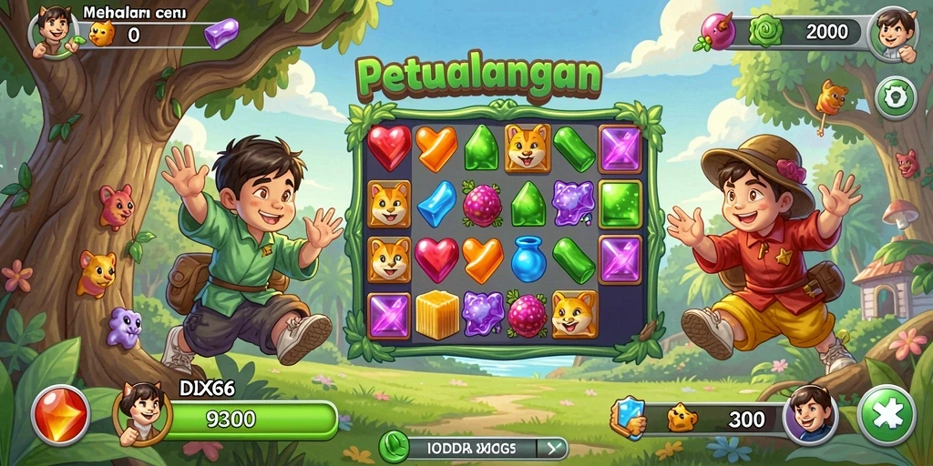 Tampilan seru dari gameplay <strong>IDX66</strong> yang penuh warna dan tantangan Match-3.