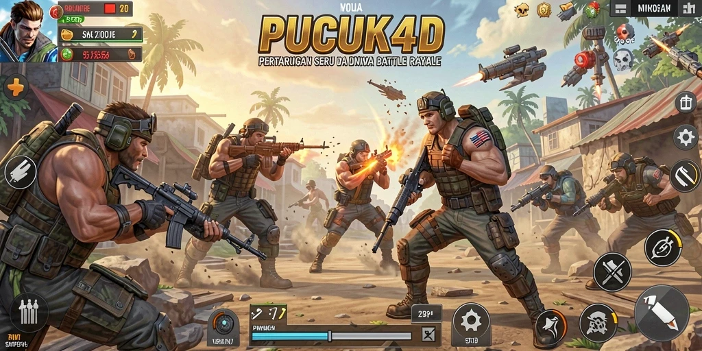 Tampilan gameplay seru dari PUCUK4D dalam pertempuran Battle Royale.