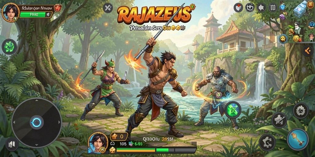 Tampilan gameplay seru dalam RAJAZEUS dengan suasana kompetitif.
