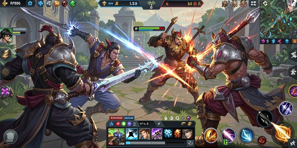 Gameplay seru di <strong>RP886</strong>, pertarungan tim yang dinamis dan strategi mendebarkan.
