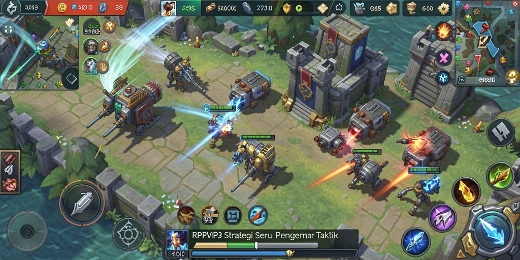 Layar utama RPVIP3 dengan strategi pertempuran yang seru.