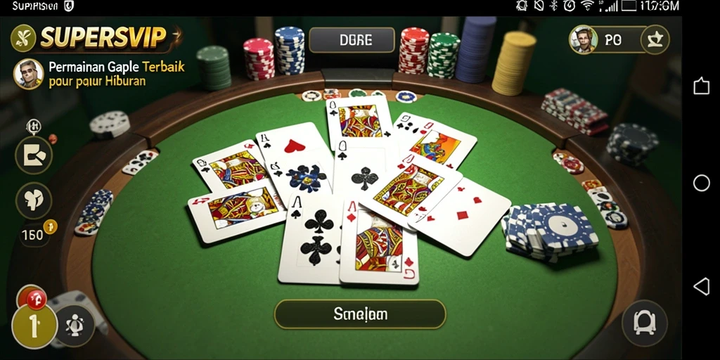 Tampilan gameplay seru di SUPERSVIP yang menampilkan permainan Gaple.