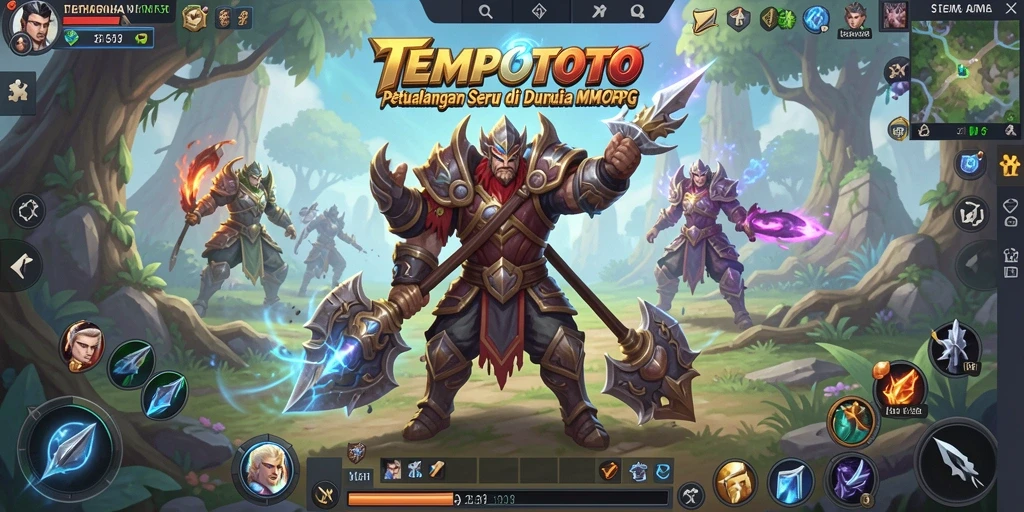 Screenshot utama TEMPOTOTO menampilkan aksi seru dalam petualangan MMORPG.