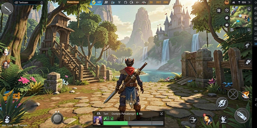 Tangkapan layar gameplay V07 yang menampilkan dunia terbuka yang luas.